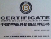 华阳蝉联中国500最具价值品牌排行