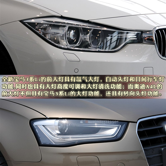 全新宝马3系Li全面对比2013款奥迪A4L